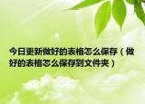 今日更新做好的表格怎么保存（做好的表格怎么保存到文件夾）