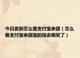 今日更新怎么看支付寶余額（怎么看支付寶余額寶的錢去哪里了）