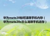 華為mate20如何清理手機(jī)內(nèi)存（華為mate20x怎么清理手機(jī)運(yùn)存）