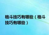 格斗技巧有哪些（格斗技巧有哪些）