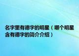 名字里有德字的明星（哪個(gè)明星含有德字的簡介介紹）