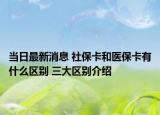 當(dāng)日最新消息 社?？ê歪t(yī)保卡有什么區(qū)別 三大區(qū)別介紹