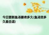 今日更新魚湯要煮多久(魚湯煲多久最合適)