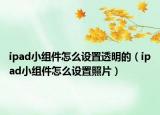 ipad小組件怎么設置透明的（ipad小組件怎么設置照片）