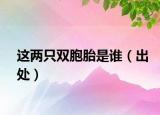 這兩只雙胞胎是誰(shuí)（出處）