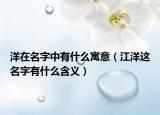 洋在名字中有什么寓意（江洋這名字有什么含義）