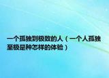 一個孤獨到極致的人（一個人孤獨至極是種怎樣的體驗）