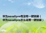 華為nova8pro有沒(méi)有一鍵鎖屏（華為nova8pro怎么設(shè)置一鍵鎖屏）