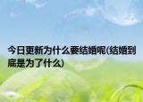 今日更新為什么要結(jié)婚呢(結(jié)婚到底是為了什么)
