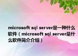microsoft sql server是一種什么軟件（microsoft sql server是什么軟件簡介介紹）