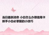 當日最新消息 小白怎么辦理信用卡 新手小白必掌握的小技巧