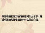 陳道明演的劉邦的電視劇叫什么名字（陳道明演的劉邦電視劇叫什么簡介介紹）