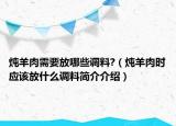 燉羊肉需要放哪些調(diào)料?（燉羊肉時(shí)應(yīng)該放什么調(diào)料簡(jiǎn)介介紹）