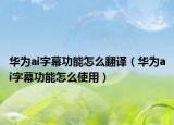 華為ai字幕功能怎么翻譯（華為ai字幕功能怎么使用）