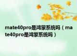 mate40pro是鴻蒙系統(tǒng)嗎（mate40pro是鴻蒙系統(tǒng)嗎）