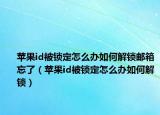 蘋果id被鎖定怎么辦如何解鎖郵箱忘了（蘋果id被鎖定怎么辦如何解鎖）