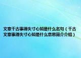 文章千古事得失寸心知是什么名句（千古文章事得失寸心知是什么意思簡(jiǎn)介介紹）