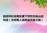 如何評(píng)價(jià)采菊東籬下悠然見南山這句詩(shī)（為何有人說其是無(wú)我之境）