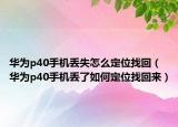 華為p40手機丟失怎么定位找回（華為p40手機丟了如何定位找回來）