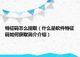 特征碼怎么提?。ㄊ裁词擒浖卣鞔a如何獲取簡介介紹）