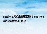 realme怎么降級系統(tǒng)（realme怎么降級系統(tǒng)版本）