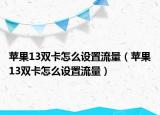 蘋(píng)果13雙卡怎么設(shè)置流量（蘋(píng)果13雙卡怎么設(shè)置流量）