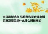 當(dāng)日最新消息 馬雅舒和吳奇隆離婚的真正原因是什么什么時候離的