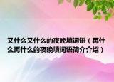 又什么又什么的夜晚填詞語（再什么再什么的夜晚填詞語簡介介紹）