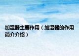 加濕器主要作用（加濕器的作用簡介介紹）
