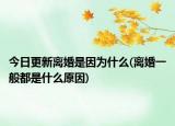 今日更新離婚是因?yàn)槭裁?離婚一般都是什么原因)