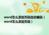 word怎么添加頁碼自動編碼（word怎么添加頁碼）