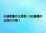 亓謙齋是什么軍銜（QQ豬是什么簡介介紹）