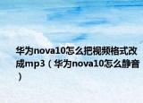 華為nova10怎么把視頻格式改成mp3（華為nova10怎么靜音）