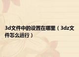 3d文件中的設(shè)置在哪里（3dz文件怎么運行）