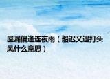 屋漏偏逢連夜雨（船遲又遇打頭風(fēng)什么意思）