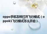 oppo手機怎樣打開飛行模式（oppok1飛行模式怎么開啟）