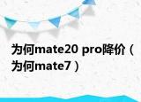 為何mate20 pro降價(jià)（為何mate7）