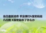 當(dāng)日最新消息 農(nóng)業(yè)銀行k寶密碼是幾位數(shù) K寶密碼忘了怎么辦