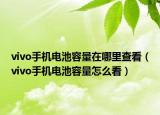 vivo手機(jī)電池容量在哪里查看（vivo手機(jī)電池容量怎么看）