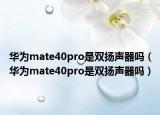 華為mate40pro是雙揚(yáng)聲器嗎（華為mate40pro是雙揚(yáng)聲器嗎）