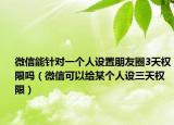 微信能針對一個(gè)人設(shè)置朋友圈3天權(quán)限嗎（微信可以給某個(gè)人設(shè)三天權(quán)限）