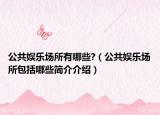 公共娛樂場(chǎng)所有哪些?（公共娛樂場(chǎng)所包括哪些簡(jiǎn)介介紹）