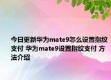 今日更新華為mate9怎么設(shè)置指紋支付 華為mate9設(shè)置指紋支付 方法介紹