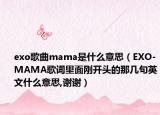 exo歌曲mama是什么意思（EXO-MAMA歌詞里面剛開(kāi)頭的那幾句英文什么意思,謝謝）