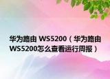 華為路由 WS5200（華為路由WS5200怎么查看運(yùn)行周報(bào)）