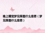 晚上睡覺夢見屎是什么意思（夢見屎是什么意思）