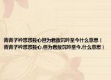 青青子衿悠悠我心但為君故沉吟至今什么意思（青青子衿悠悠我心.但為君故沉吟至今.什么意思）
