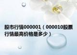 股市行情000001（000010股票行情最高價(jià)格是多少）