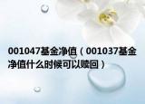 001047基金凈值（001037基金凈值什么時(shí)候可以贖回）