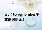 try（to remember中文歌詞翻譯）